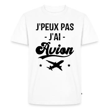 Cadeau Je peux pas j'ai avion humour aviation - T-shirt Premium bio Homme - blanc - Devant - Nico (187cm)