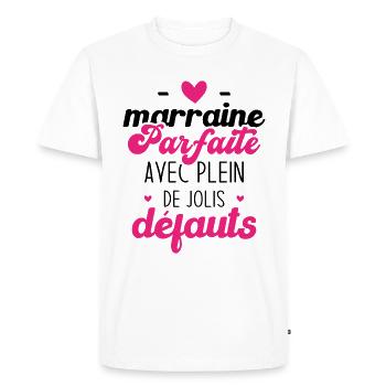 Marraine parfaite avec plein de jolis défauts - T-shirt Premium bio Homme - blanc - Devant - Nico (187cm)