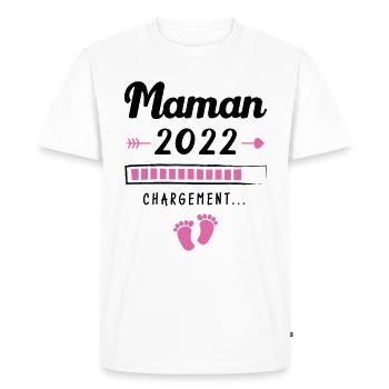 Maman 2022 Chargement, Cadeau future maman - T-shirt Premium bio Homme - blanc - Devant - Nico (187cm)