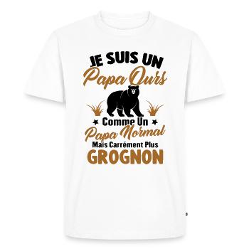 Je Suis Un Papa Ours Comme Un Papa Normal - T-shirt Premium bio Homme - blanc - Devant - Nico (187cm)