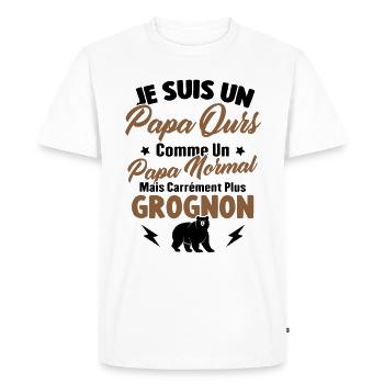 Je Suis Un Papa Ours Comme Un Papa Normal - T-shirt Premium bio Homme - blanc - Devant - Nico (187cm)