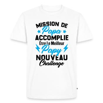 Mission papa accomplie être papy nouveau challenge - T-shirt Premium bio Homme - blanc - Devant - Nico (187cm)