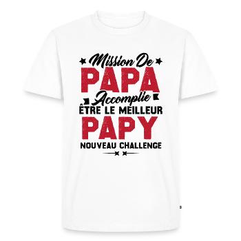 Mission papa accomplie être papy nouveau challenge - T-shirt Premium bio Homme - blanc - Devant - Nico (187cm)