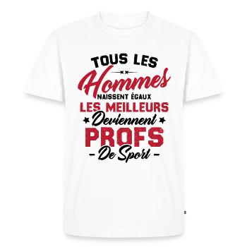 Les meilleurs hommes deviennent profs de sport - T-shirt Premium bio Homme - blanc - Devant - Nico (187cm)