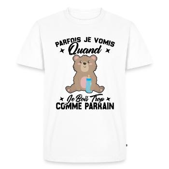 Parfois je vomis quand je bois trop comme parrain - T-shirt Premium bio Homme - blanc - Devant - Nico (187cm)