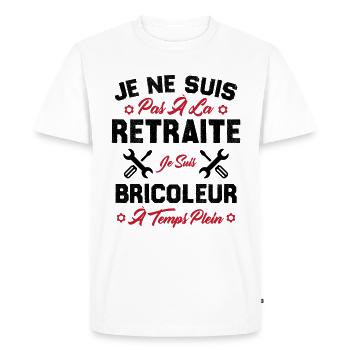 Pas à la retraite je suis bricoleur à temps plein - T-shirt Premium bio Homme - blanc - Devant - Nico (187cm)