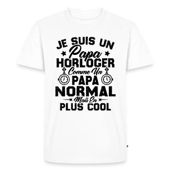 Je Suis Un Papa Horloger Comme Un Papa Normal - T-shirt Premium bio Homme - blanc - Devant - Nico (187cm)
