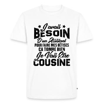 Je vais être cousine, Cadeau pour future cousine - T-shirt Premium bio Homme - blanc - Devant - Nico (187cm)