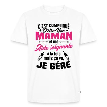 Compliqué d'être une maman et une Aide-soignante - T-shirt Premium bio Homme - blanc - Devant - Nico (187cm)