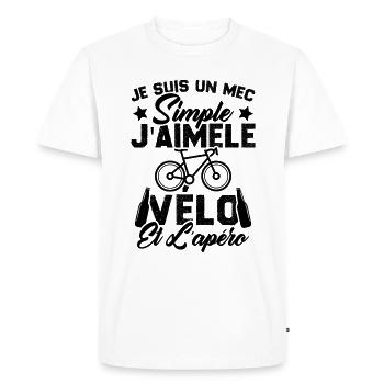 Je Suis Un Mec Simple J'aime Le Vélo Et L'apéro - T-shirt Premium bio Homme - blanc - Devant - Nico (187cm)
