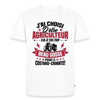 Agriculteur et Beau-gosse - T-shirt Premium bio Homme - blanc - Devant - Nico (187cm)