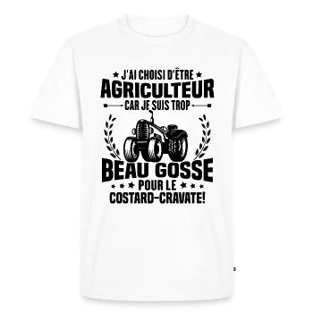Agriculteur et Beau-gosse - T-shirt Premium bio Homme - blanc - Devant - Nico (187cm)