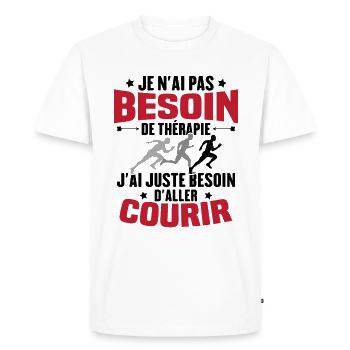 J'ai juste besoin d'aller courir - Humour cadeau - T-shirt Premium bio Homme - blanc - Devant - Nico (187cm)