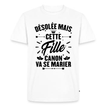 Désolée mais cette fille canon va se marier - T-shirt Premium bio Homme - blanc - Devant - Nico (187cm)