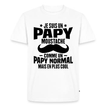 Un papy moustache comme un papy normal - T-shirt Premium bio Homme - blanc - Devant - Nico (187cm)