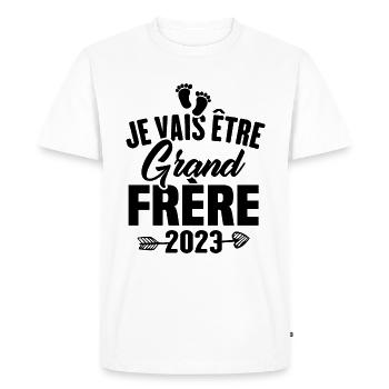Cadeau Je vais être grand frère 2023 - T-shirt Premium bio Homme - blanc - Devant - Nico (187cm)