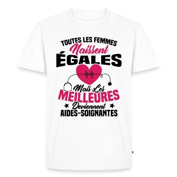 Les meilleures femmes deviennent aides-soignantes - T-shirt Premium bio Homme - blanc - Devant - Nico (187cm)