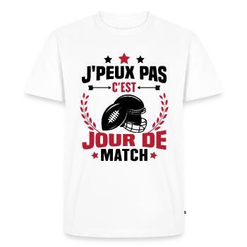 J'peux pas c'est jour de match rugby - T-shirt Premium bio Homme - blanc - Devant - Nico (187cm)
