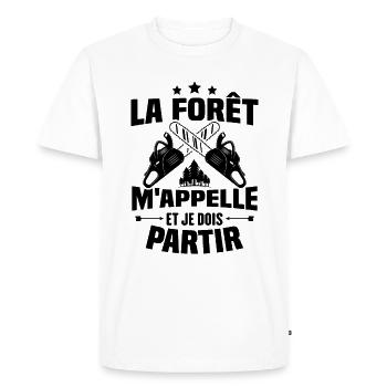 La forêt m'appelle et je dois partir - T-shirt Premium bio Homme - blanc - Devant - Nico (187cm)