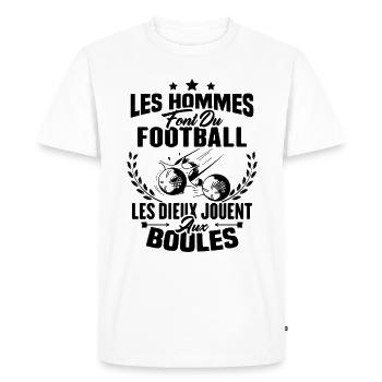 Hommes font du football les dieux jouent aux boule - T-shirt Premium bio Homme - blanc - Devant - Nico (187cm)