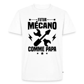 Futur mécano comme papa, Cadeau futur mécano - T-shirt Premium bio Homme - blanc - Devant - Nico (187cm)