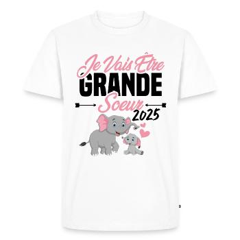 Je Vais Être Grande Sœur 2025, Annonce Grossesse - T-shirt Premium bio Homme - blanc - Devant - Nico (187cm)