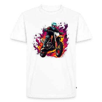 Motocross Dirt Bike Flame - T-shirt Premium bio Homme - blanc - Devant - Nico (187cm)