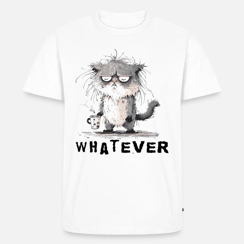 Mürrisch Katze - Männer Premium Bio T-Shirt - Weiß