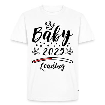 Bébé 2025 Chargement Enceinte Dicton - T-shirt Premium bio Homme - blanc - Devant - Nico (187cm)