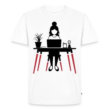 Learning Woman Computer Job - Men's Premium Organic T-Shirt - white - Front - Nico (187cm)
