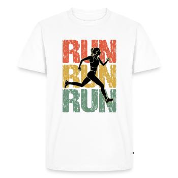Run Run Run Vintage Runner Girl - T-shirt Premium bio Homme - blanc - Devant - Nico (187cm)