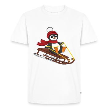 Pingouin de traîneau à neige - Animaux mignons Drôle d’hiver - T-shirt Premium bio Homme - blanc - Devant - Nico (187cm)