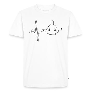 Yoga Méditation Heartbeat - T-shirt Premium bio Homme - blanc - Devant - Nico (187cm)