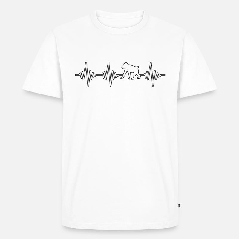 Affe Herzschlag - Männer Premium Bio T-Shirt - Weiß