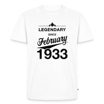 90e anniversaire Légendaire Février 1933 Année 33 - T-shirt Premium bio Homme - blanc - Devant - Nico (187cm)