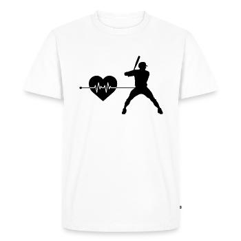 Battements de cœur de baseball - T-shirt Premium bio Homme - blanc - Devant - Nico (187cm)