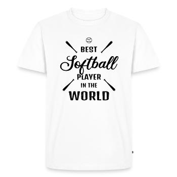 Meilleur joueur de softball au monde Cadeau de baseball - T-shirt Premium bio Homme - blanc - Devant - Nico (187cm)