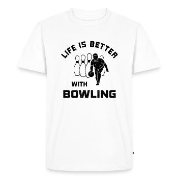 La vie est meilleure avec le bowling en disant cadeau - T-shirt Premium bio Homme - blanc - Devant - Nico (187cm)