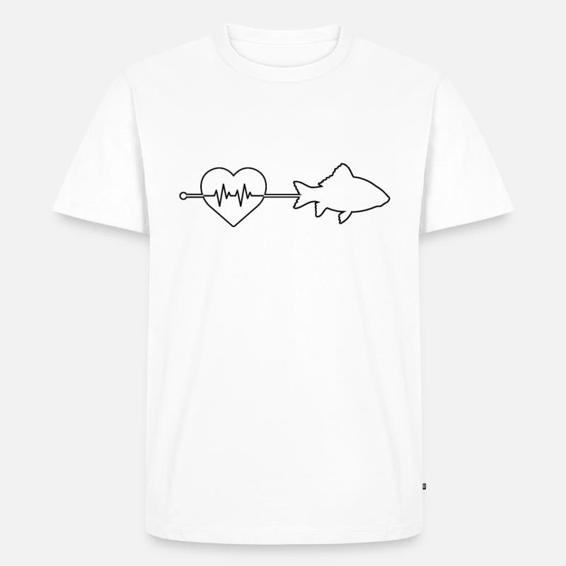 Fisch Herzschlag - Männer Premium Bio T-Shirt - Weiß