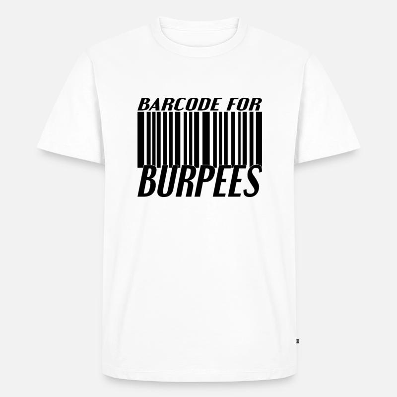 Burpee Barcode - Männer Premium Bio T-Shirt - Weiß