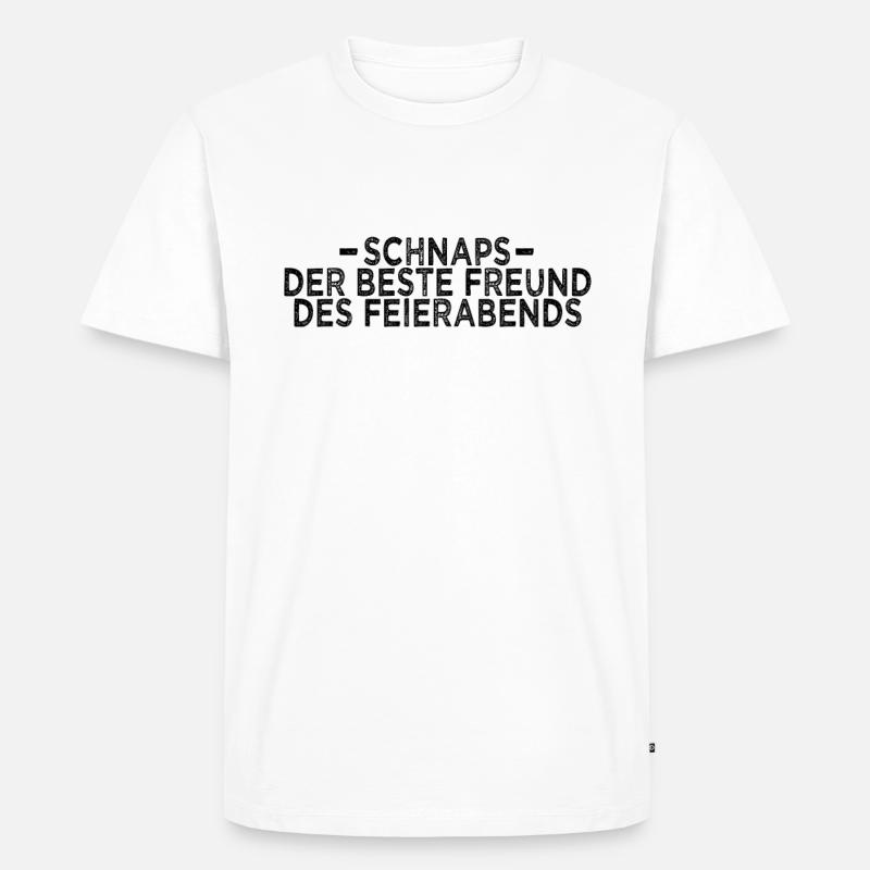 Schnaps Feierabend Spruch - Männer Premium Bio T-Shirt - Weiß