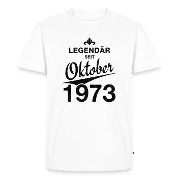 50e anniversaire Légendaire Octobre 1973 Volume 73 - T-shirt Premium bio Homme - blanc - Devant - Nico (187cm)