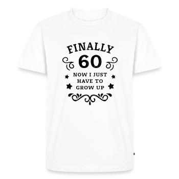 Enfin 60e anniversaire en grandissant - T-shirt Premium bio Homme - blanc - Devant - Nico (187cm)