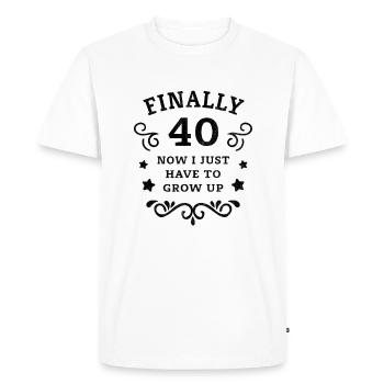 Enfin 40e anniversaire en grandissant - T-shirt Premium bio Homme - blanc - Devant - Nico (187cm)