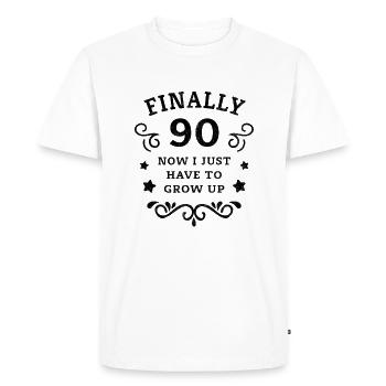 Enfin 90e anniversaire, il suffit de grandir - T-shirt Premium bio Homme - blanc - Devant - Nico (187cm)