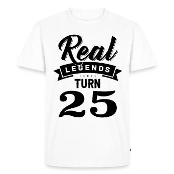 Real Legends Turn 25, 25 Birthday - Men's Premium Organic T-Shirt - white - Front - Nico (187cm)