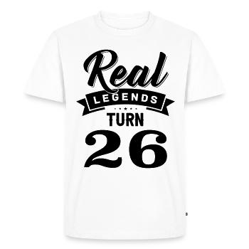 Real Legends fête ses 26 et 26 ans - T-shirt Premium bio Homme - blanc - Devant - Nico (187cm)