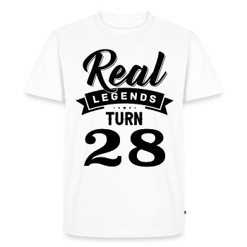Real Legends fête ses 28 et 28 ans - T-shirt Premium bio Homme - blanc - Devant - Nico (187cm)