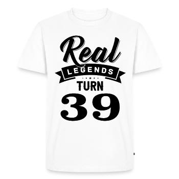 Real Legends Turn 39, 39 Birthday - Men's Premium Organic T-Shirt - white - Front - Nico (187cm)