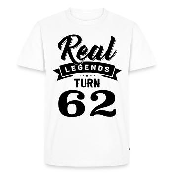Real Legends fête ses 62 ans, 62 ans - T-shirt Premium bio Homme - blanc - Devant - Nico (187cm)